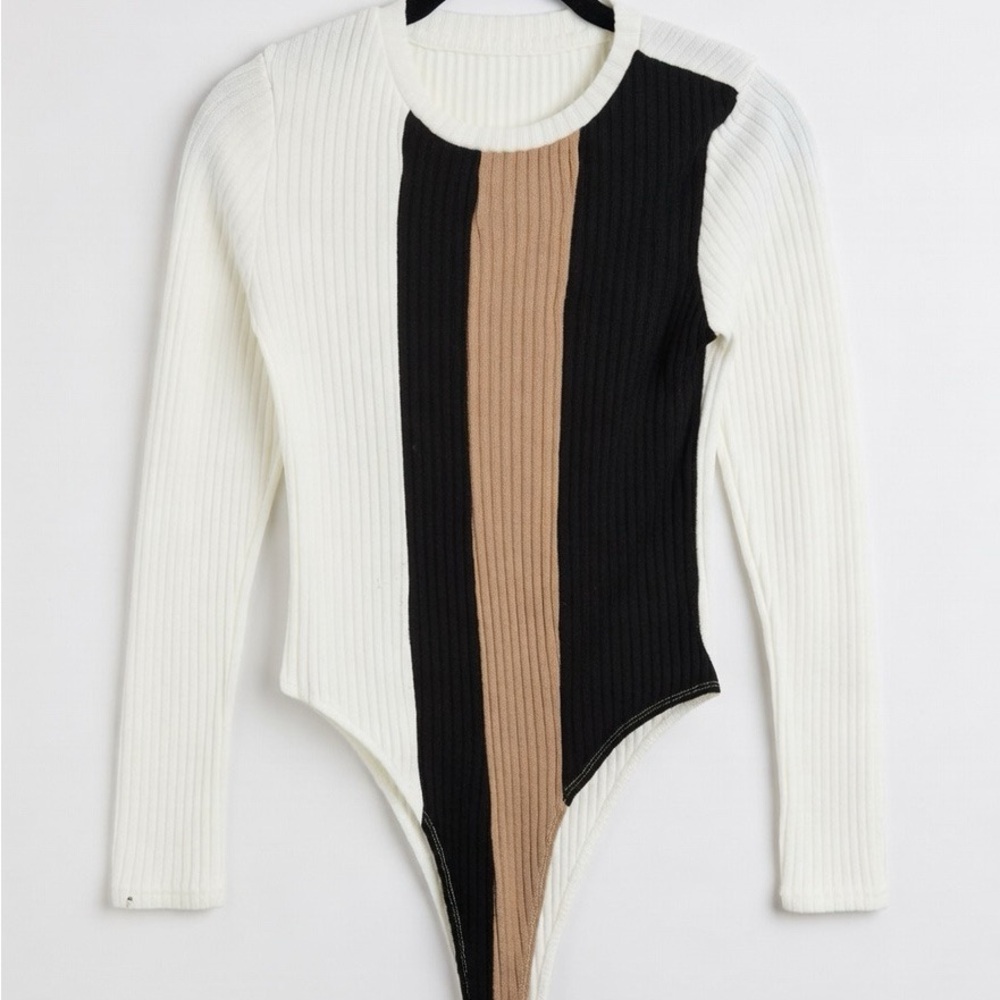 Colorblock Ribbed Sweater Bodysuit